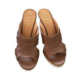 Jack Rogers Sophia Wedge Brown Espadrille/Leather Sandal
